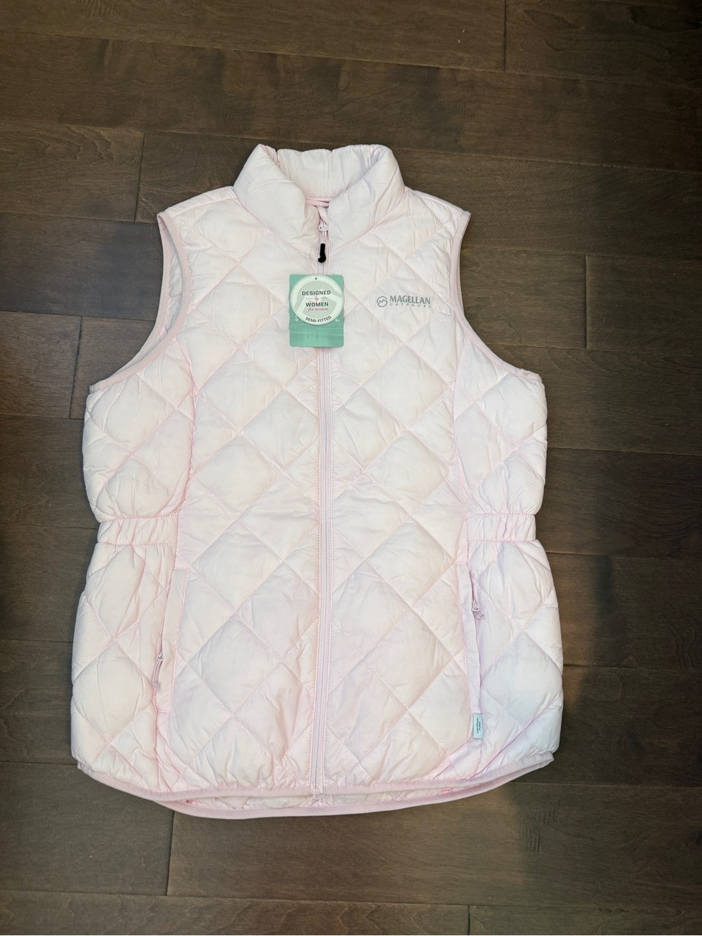 Magellan Women’s Outdoors Pale Pink Quilted Puffer Vest Zip Pockets Large